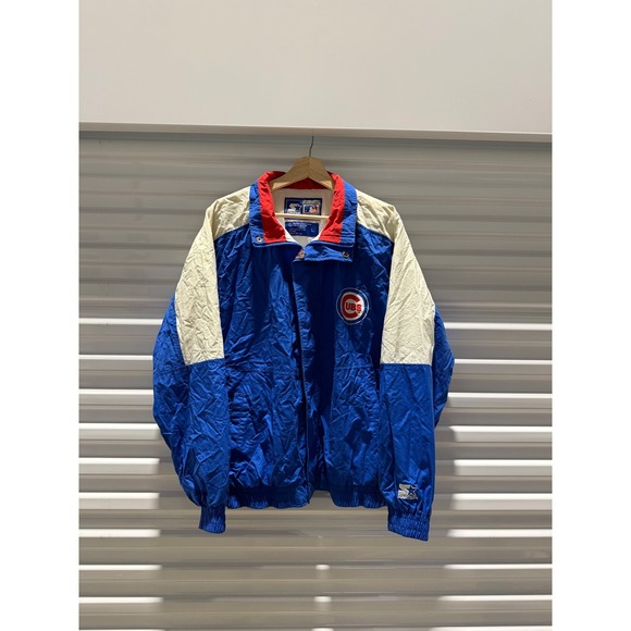 Starter Chicago Cubs Vintage MLB Windbreaker Jacket Blue Red White Mens Large